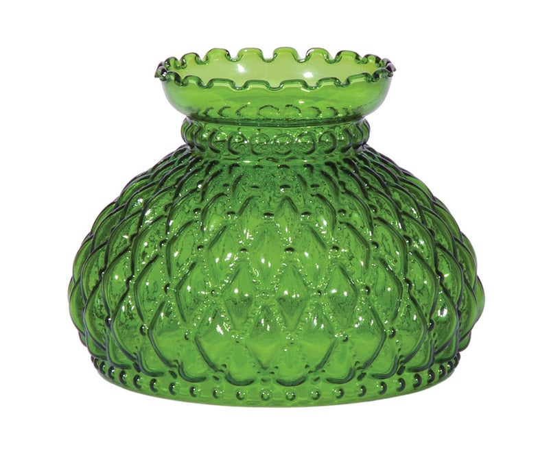 B&P Lamp Dark Green Table Lamp Shade with Diamond Quilted Pattern Student Glass Shade and Crimped Top, 7 Inch Fitter, for Vintage and Antique Style Globes - Image 3